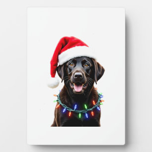 Schwarzer Lab Labrador Weihnachtsbaum Licht Pyjama Fotoplatte