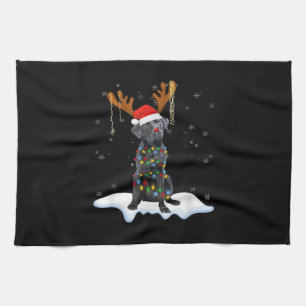 Schwarzer Lab Labrador Weihnachtsbaum Licht Pyjama Geschirrtuch