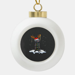 Schwarzer Lab Labrador Weihnachtsbaum Licht Pyjama Keramik Kugel-Ornament