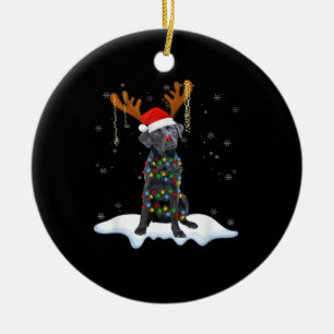 Schwarzer Lab Labrador Weihnachtsbaum Licht Pyjama Keramik Ornament