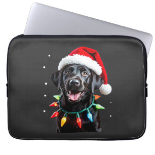 Schwarzer Lab Labrador Weihnachtsbaum Licht Pyjama Laptopschutzhülle