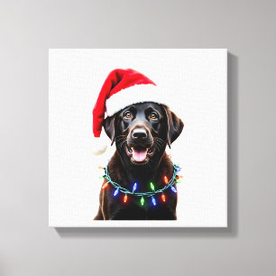 Schwarzer Lab Labrador Weihnachtsbaum Licht Pyjama Leinwanddruck