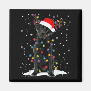 Schwarzer Lab Labrador Weihnachtsbaum Licht Pyjama Magnet