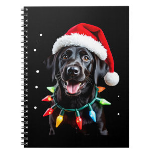 Schwarzer Lab Labrador Weihnachtsbaum Licht Pyjama Notizblock