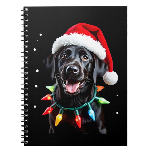 Schwarzer Lab Labrador Weihnachtsbaum Licht Pyjama Notizblock (Vorderseite)