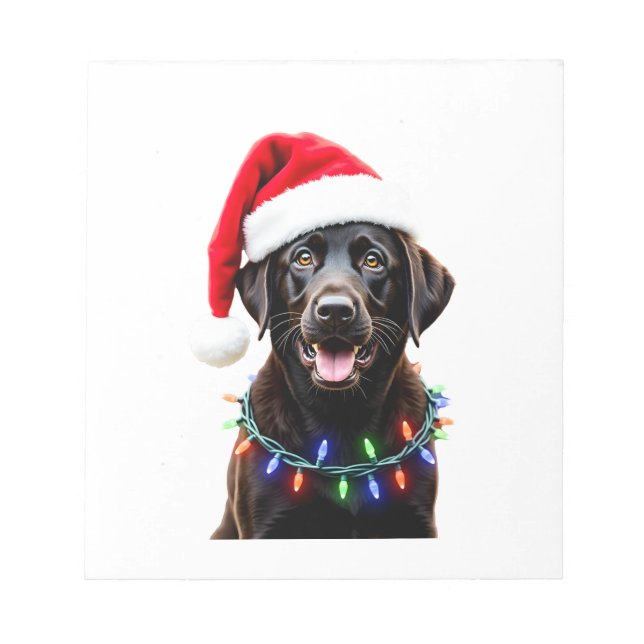 Schwarzer Lab Labrador Weihnachtsbaum Licht Pyjama Notizblock (Vorderseite)