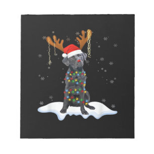 Schwarzer Lab Labrador Weihnachtsbaum Licht Pyjama Notizblock