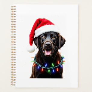 Schwarzer Lab Labrador Weihnachtsbaum Licht Pyjama Planer