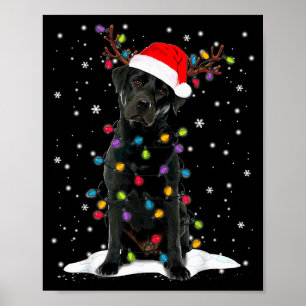Schwarzer Lab Labrador Weihnachtsbaum Licht Pyjama Poster