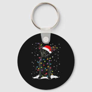 Schwarzer Lab Labrador Weihnachtsbaum Licht Pyjama Schlüsselanhänger
