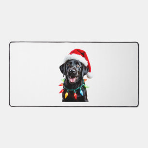 Schwarzer Lab Labrador Weihnachtsbaum Licht Pyjama Schreibtischunterlage