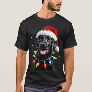 Schwarzer Lab Labrador Weihnachtsbaum Licht Pyjama T-Shirt
