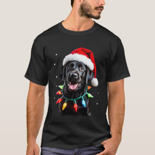 Schwarzer Lab Labrador Weihnachtsbaum Licht Pyjama T-Shirt