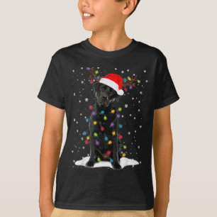 Schwarzer Lab Labrador Weihnachtsbaum Licht Pyjama T-Shirt