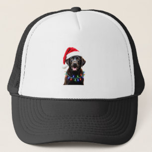 Schwarzer Lab Labrador Weihnachtsbaum Licht Pyjama Truckerkappe