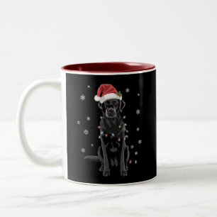 Schwarzer Lab Labrador Weihnachtsbaum Licht Pyjama Zweifarbige Tasse