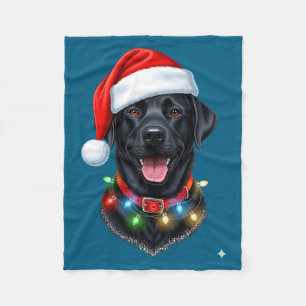 Schwarzer Lab Labrador Weihnachtshund Santa Hut Li Fleecedecke