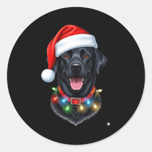 Schwarzer Lab Labrador Weihnachtshund Santa Hut Li Runder Aufkleber