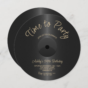Schwarzer Label Record 50. Geburtstag Einladung