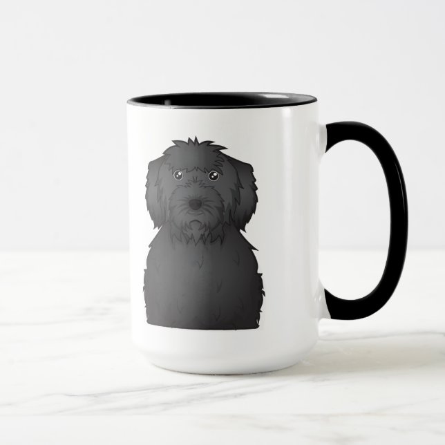 Schwarzer Labradoodle Cartoon Tasse (Rechts)