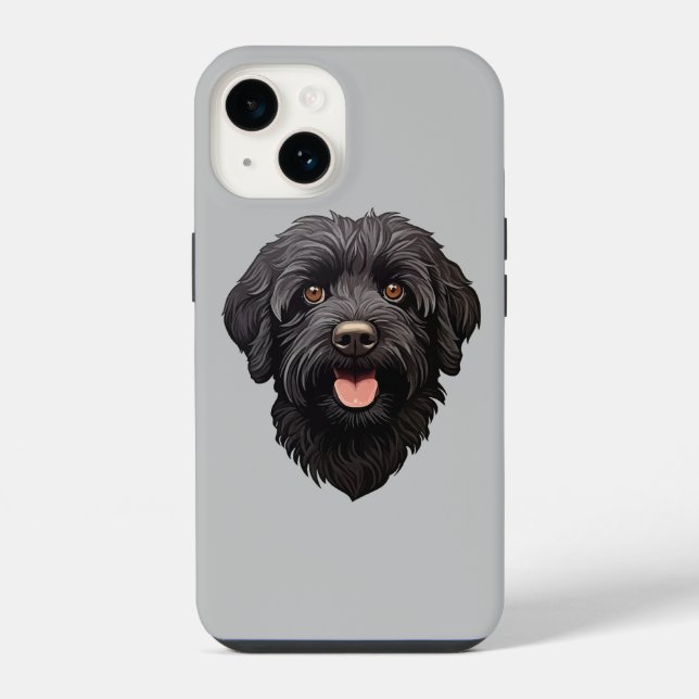 Schwarzer Labradoodle-Hund iPhone Hülle (Rückseite)