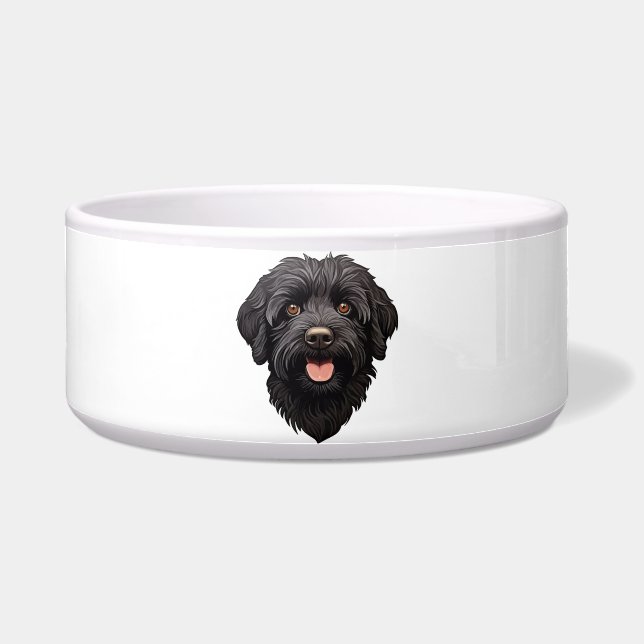 Schwarzer Labradoodle-Hund Napf (Vorderseite)