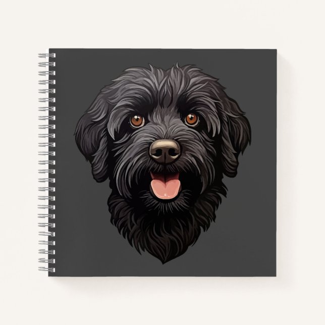 Schwarzer Labradoodle-Hund Notizbuch (Vorderseite)