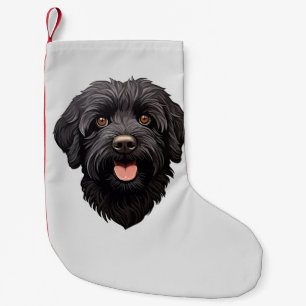 Schwarzer Labradoodle Kleiner Weihnachtsstrumpf