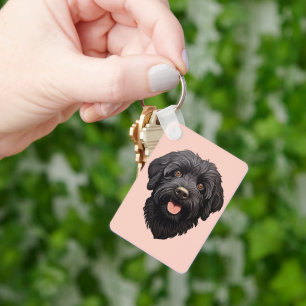 Schwarzer Labradoodle Schlüsselanhänger