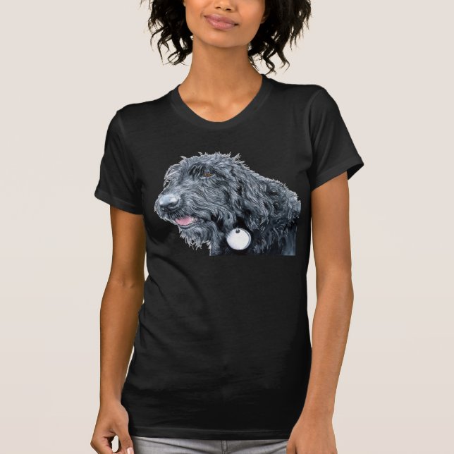 Schwarzer Labradoodle T - Shirt (Vorderseite)