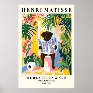 Schwarzer Labrador auf Toiletten-Wandkunst - Pink  Poster