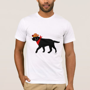 Schwarzer Labrador-Cowboy-Cartoon T-Shirt
