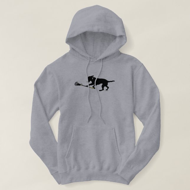 Schwarzer Labrador, der das mit Kapuze Sweatshirt (Design vorne)