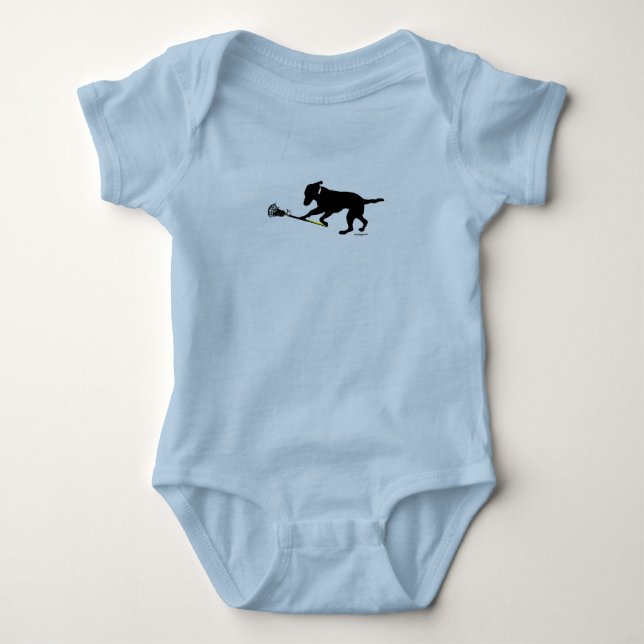 Schwarzer Labrador, der Lacrosse-Baby-Bodysuit Baby Strampler (Vorderseite)