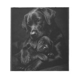 Schwarzer Labrador, Eltern und Kind, Liebesumarmun Notizblock
