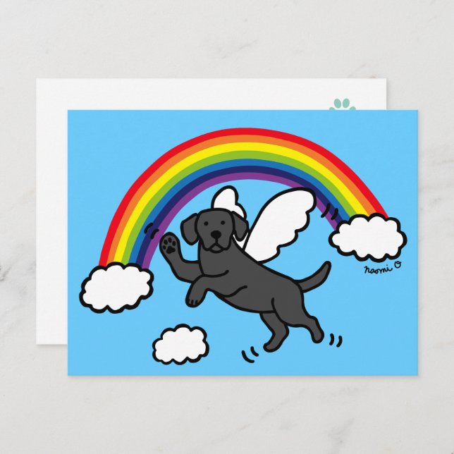 Schwarzer Labrador Guardian Angel (Rainbow Bridge) Postkarte (Vorne/Hinten)
