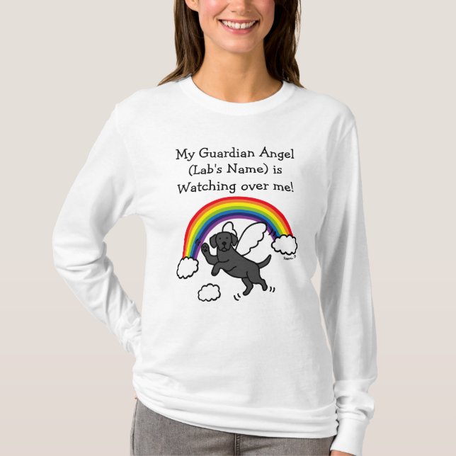 Schwarzer Labrador Guardian Angel (Rainbow Bridge) T-Shirt (Vorderseite)