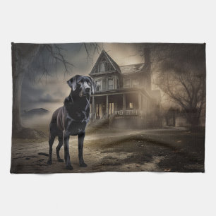 Schwarzer Labrador Halloween Gruselig Geschirrtuch