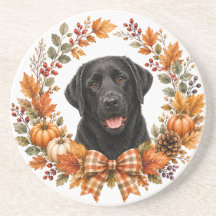 Schwarzer Labrador Herbst-Getränkeuntersetzer