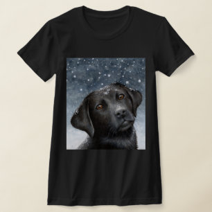 Schwarzer Labrador Hund 100 Winterschnee T-Shirt