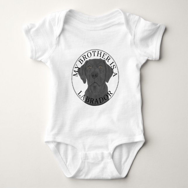 Schwarzer Labrador Hund Baby Strampler (Vorderseite)
