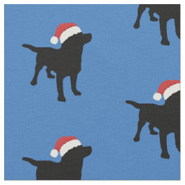 Schwarzer Labrador-Hund, der Sankt-Weihnachtshut Stoff