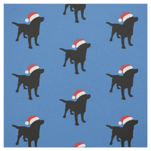 Schwarzer Labrador-Hund, der Sankt-Weihnachtshut Stoff