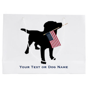 Schwarzer Labrador-Hund, der USA-Flagge, 4. von Große Geschenktüte