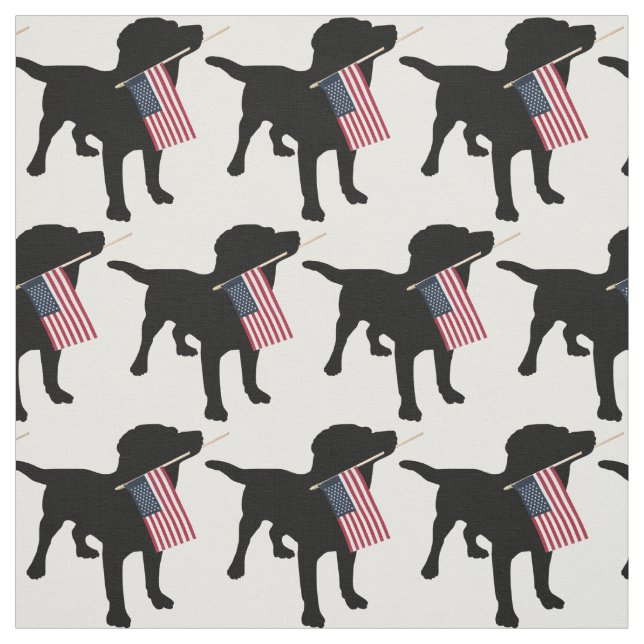 Schwarzer Labrador-Hund, der USA-Flagge, 4. von Stoff (Muster)