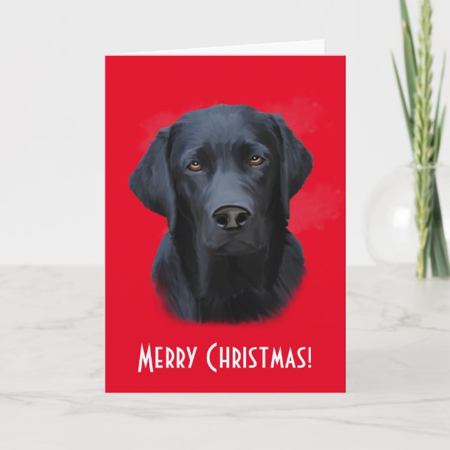 Schwarzer Labrador Hund Farbe Malerei Weihnachten (Vorderseite)
