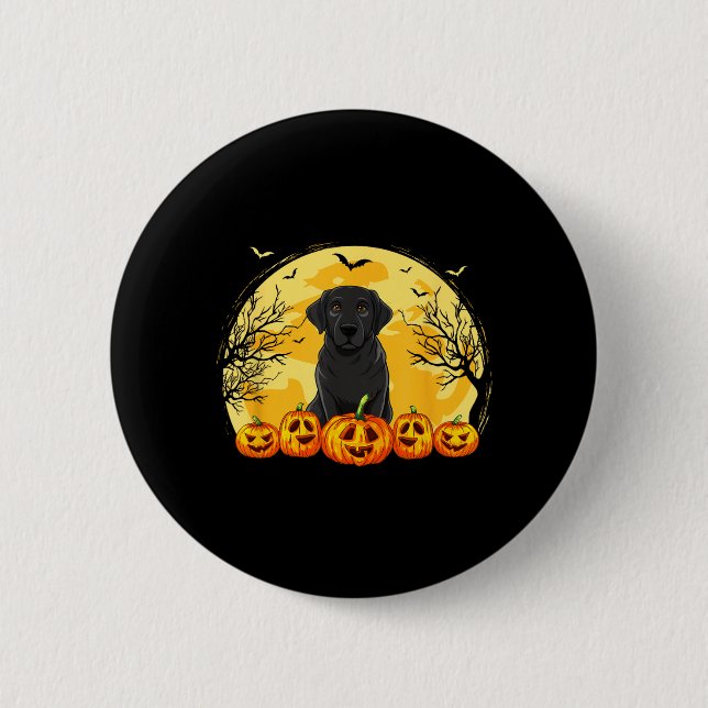 Schwarzer Labrador-Hund-Kürbisse-Halloween-Kostüm  Button (Vorderseite)