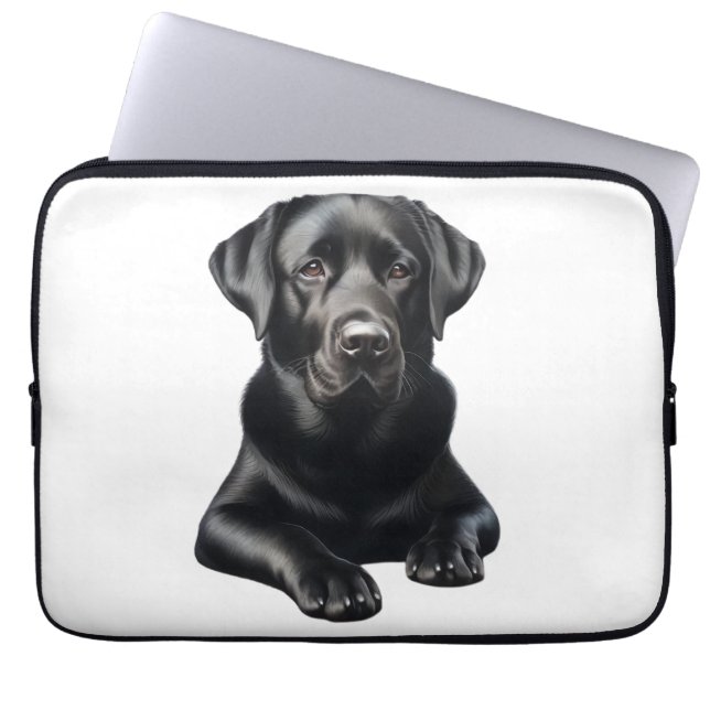 Schwarzer Labrador Hund Laptopschutzhülle (Vorderseite)
