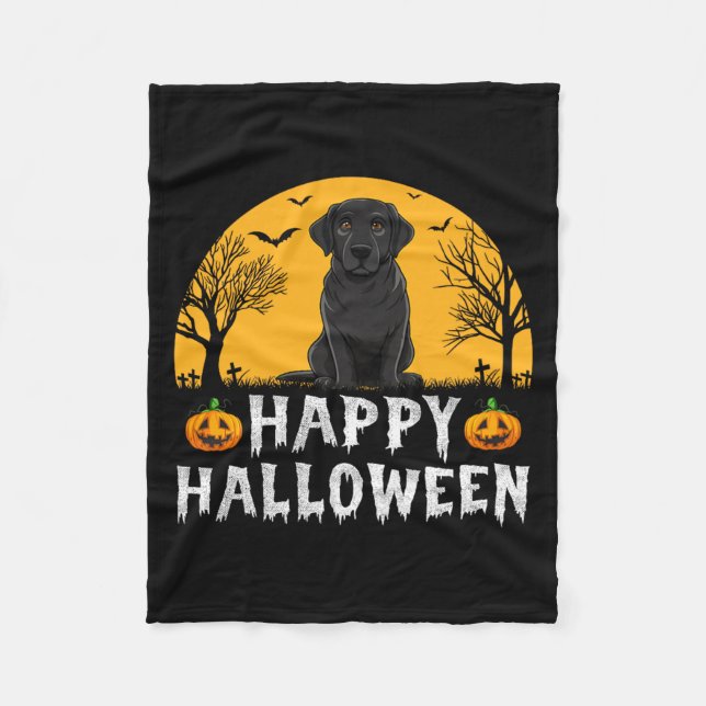 Schwarzer Labrador Hund Männer Frauen Kinder Frohe Fleecedecke (Vorderseite)