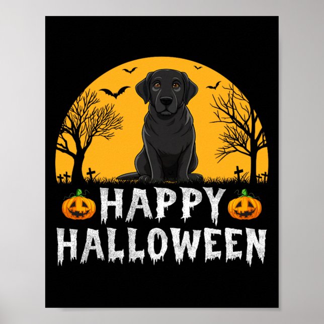 Schwarzer Labrador Hund Männer Frauen Kinder Frohe Poster (Vorne)